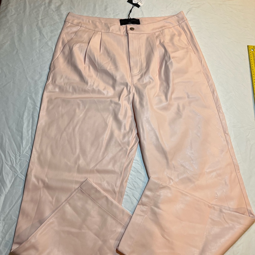 Kendall & Kylie Blush Pink salt faux Leather Pants size large new with